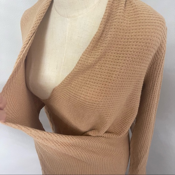 1.State Waffle Knit Cross Front Top In Wild Oak Size Small New With Tag - Picture 5 of 13